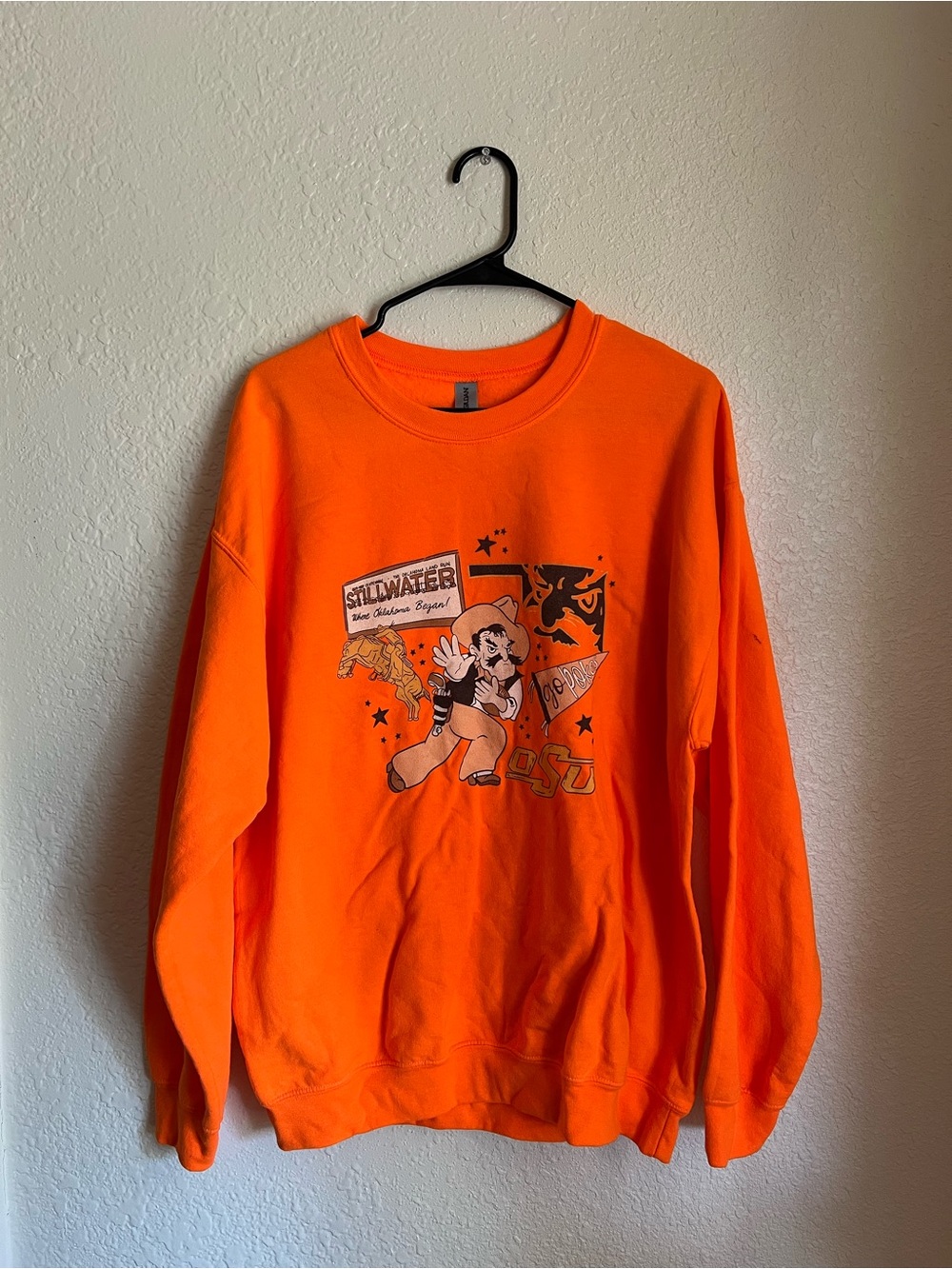 Hanes Bright Orange Graphic Crewneck Sweatshirt